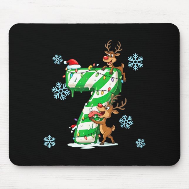 Number 7 Six Seven Gen Z Alpha Slang Ugly Christma Mouse Pad (Front)
