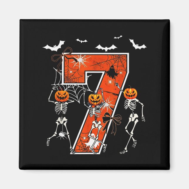 Number 7 Six Seven Meme 6 7 Halloween Dancing Skel Magnet (Front)