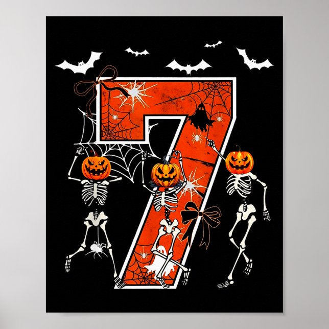 Number 7 Six Seven Meme 6 7 Halloween Dancing Skel Poster (Front)