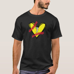 Number 7 Softball Heart Sports Player Fan Jersey T-Shirt