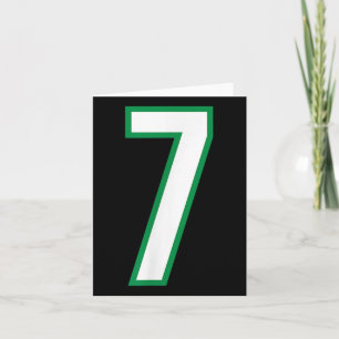 Number #7 Sport White Green Number Card