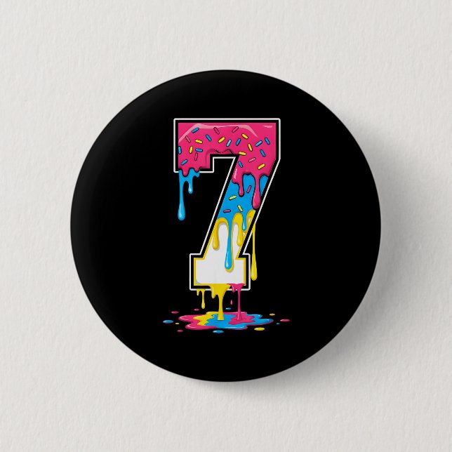 Number 7 Team Srts Ice Cream Drip Matching Varsity 6 Cm Round Badge (Front)