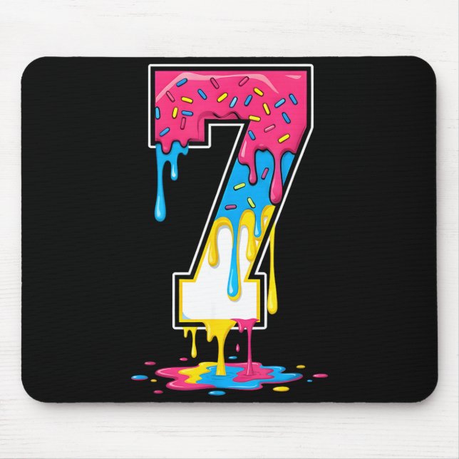 Number 7 Team Srts Ice Cream Drip Matching Varsity Mouse Pad (Front)