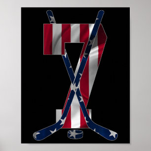 Number 7 Years Ice Hockey 7th Birthday  Poster