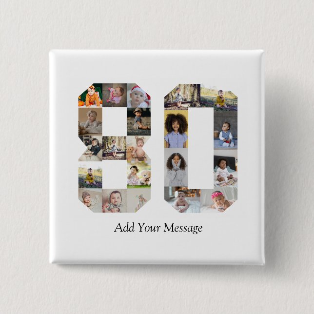 Number 80 Photo Collage 15 Cm Square Badge (Front)