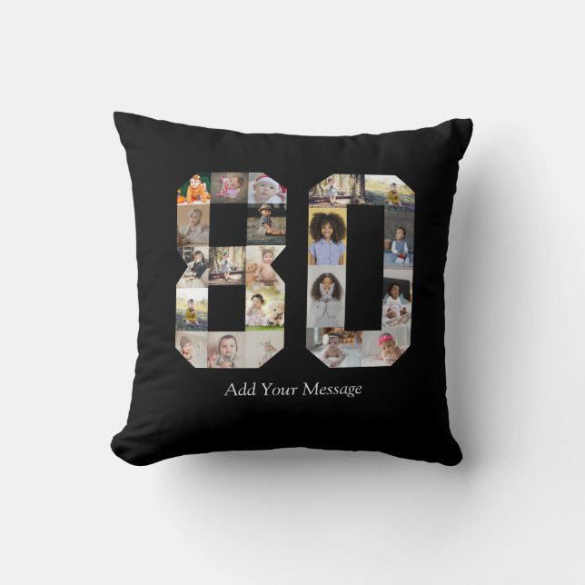 Number 80 Photo Collage Cushion (Front)