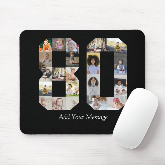 Number 80 Photo Collage Mouse Pad (With Mouse)