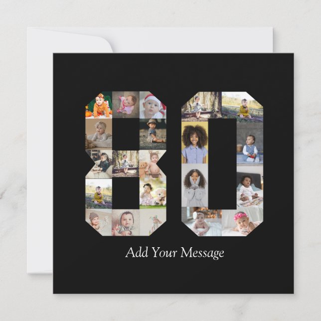 Number 80 Photo Collage Thank You Card (Front)