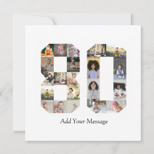 Number 80 Photo Collage Thank You Card