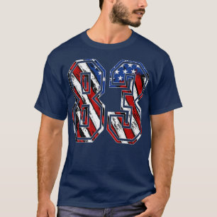 Number 83 Red White and Blue American Flag 83 Jers T-Shirt