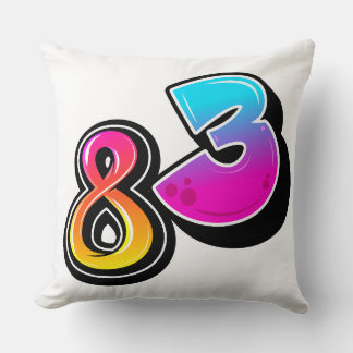 Number 83 Retro Gradient Bubble Typography Vector  Cushion