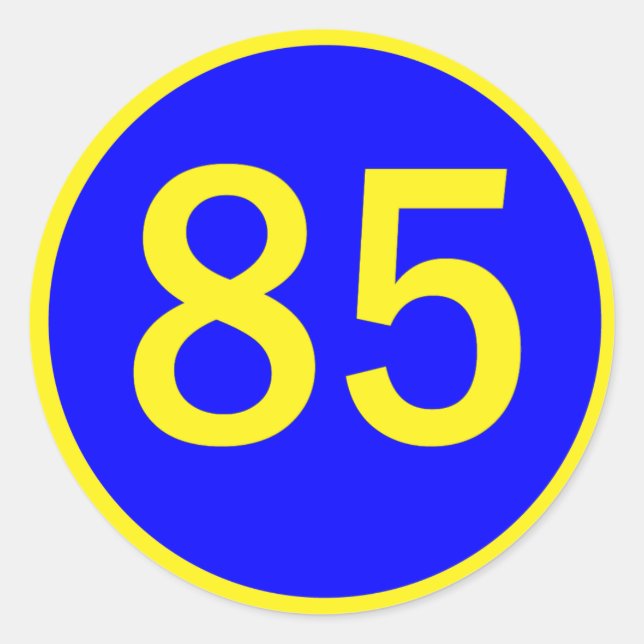 number, 85, in a circle classic round sticker (Front)