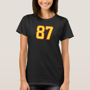 Number 87 Sports Jersey Fan Athlete Yellow Red Var T-Shirt