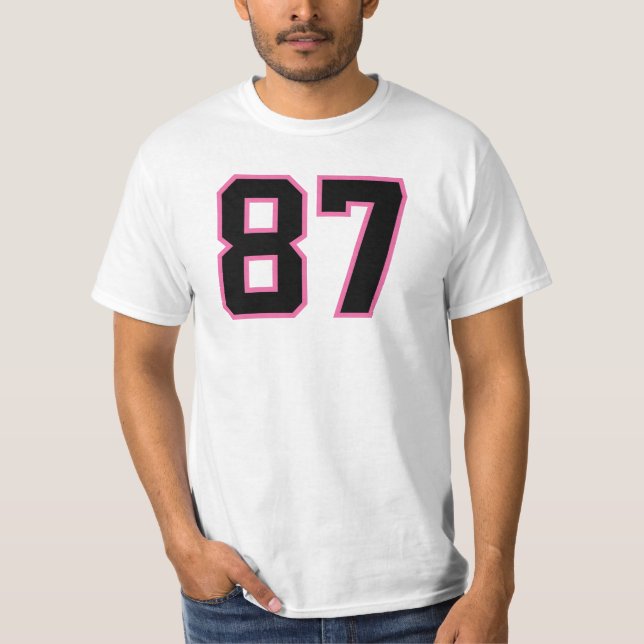 Number #87 Sports Jersey Pink Black Lucky No. T-Shirt (Front)