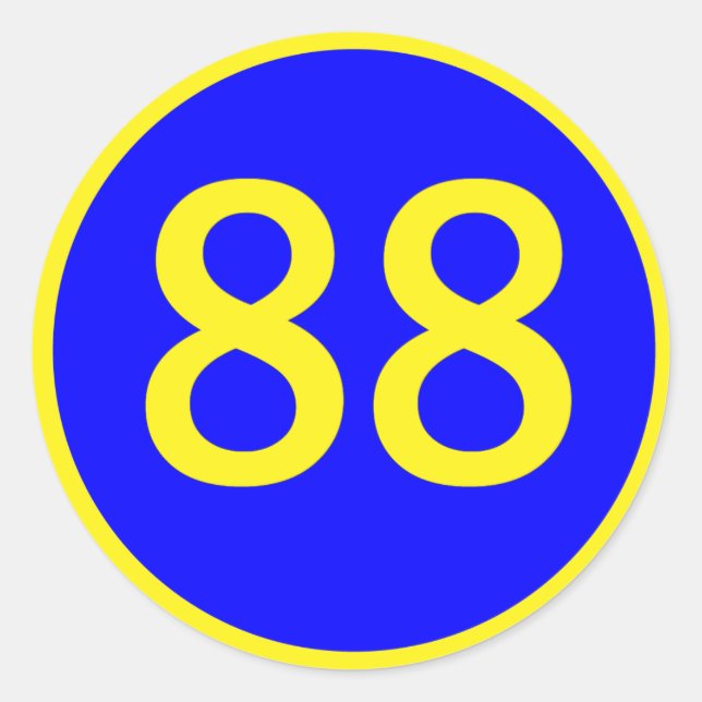 number, 88, in a circle classic round sticker (Front)