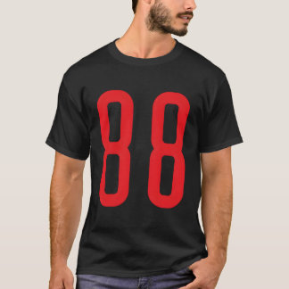 Number #88 Red Sports Fan Jersey Number T-Shirt