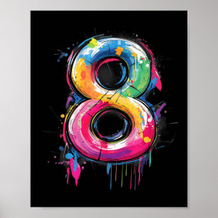 Number 8 8th Birthday Eight Year Old Boys Girls Gr Poster