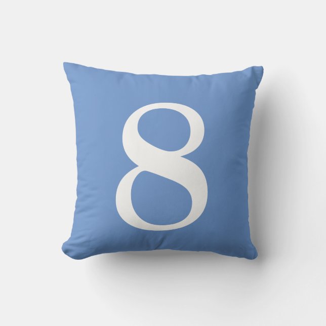 Number 8 Blue Grey Cushion (Front)