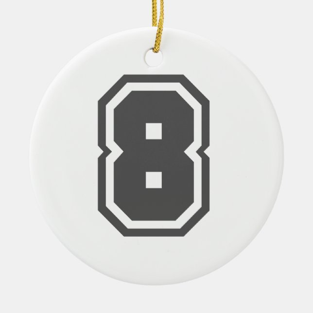 Number 8 ceramic tree decoration (Front)