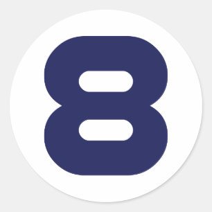 Number 8 classic round sticker