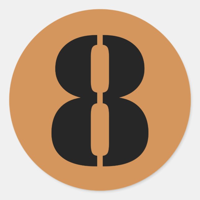 Number 8 Eight Peru Gold Stencil Numbers by Janz Classic Round Sticker (Front)