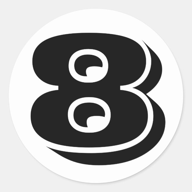 Number 8 Eight Vineta Numbers by Janz Classic Round Sticker (Front)