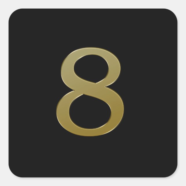 Number 8 gold square sticker (Front)