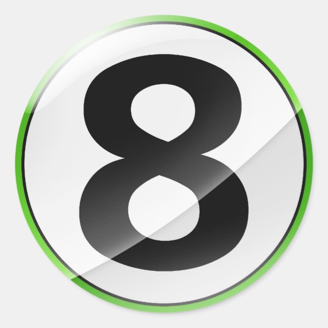 Number 8 green sticker (Front)