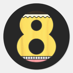 Number 8 Pencil Back to School 8th Birthday Eighth Classic Round Sticker