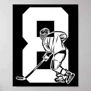 Number 8 Years Ice Hockey 8th Birthday (3) Poster