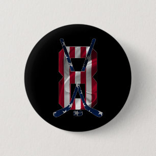 Number 8 Years Ice Hockey 8th Birthday 6 Cm Round Badge