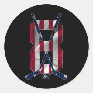 Number 8 Years Ice Hockey 8th Birthday Classic Round Sticker