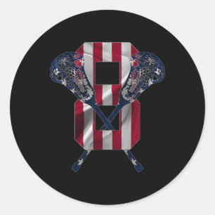 Number 8 Years Lacrosse 8th Birthday Classic Round Sticker