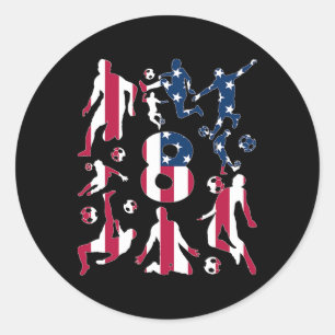 Number 8 Years Soccer 8th Birthday Classic Round Sticker
