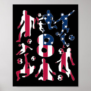 Number 8 Years Soccer 8th Birthday Poster