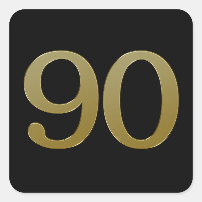 Number 90 Gold Square Sticker (Front)