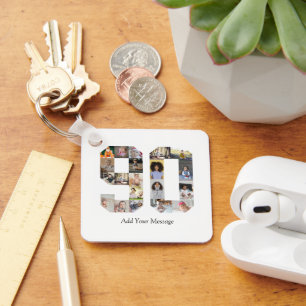 Number 90 Photo Collage Key Ring