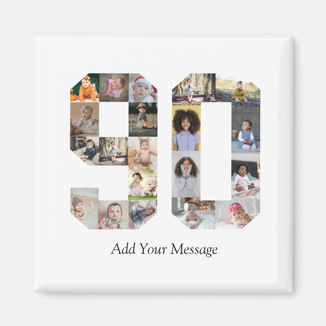 Number 90 Photo Collage Magnet (Front)