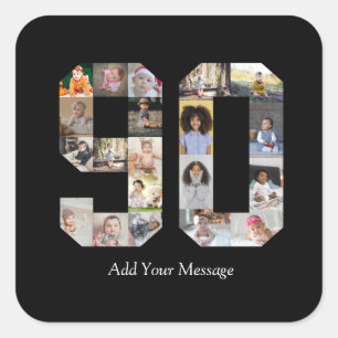 Number 90 Photo Collage Square Sticker