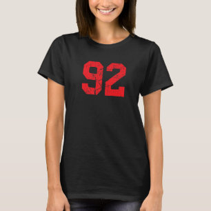 Number #92 Sports Jersey Red Distressed Vintage Lu T-Shirt