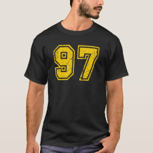 Number 97 Sports Jersey Uniform Fan Athlete Yellow T-Shirt