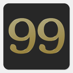 Number 99Gold Square Sticker