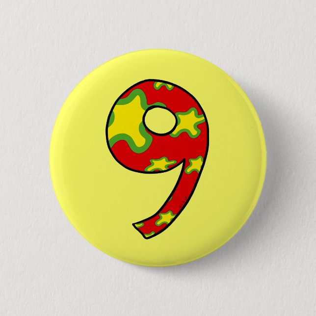 Number 9 6 cm round badge (Front)