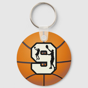 Number 9 Basketball and Player Key Ring