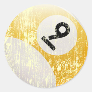 NUMBER 9 BILLIARDS BALL - ERODED AND AGED CLASSIC ROUND STICKER