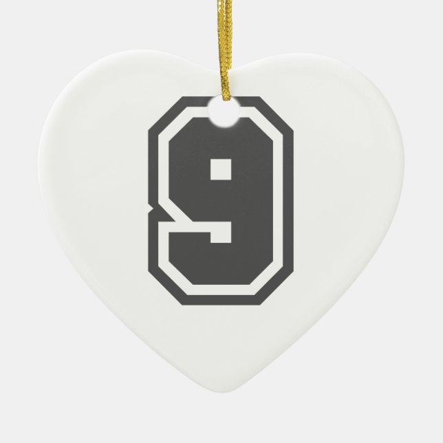 Number 9 ceramic ornament (Front)
