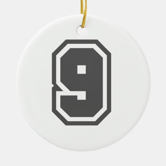 Number 9 ceramic tree decoration (Front)