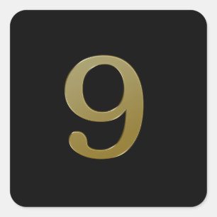 Number 9 gold square sticker