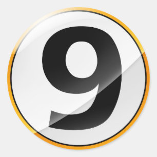 Number 9 gold sticker