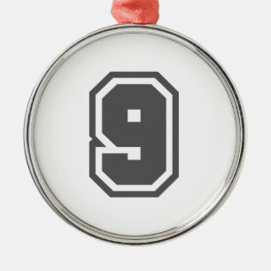 Number 9 metal tree decoration